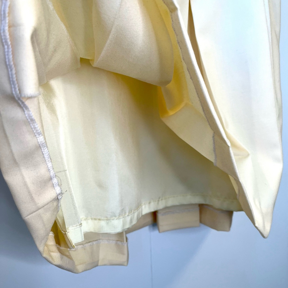 Vintage Pleated Knee Length Skirt Buttercream Pale Yellow Summer Weight Wool 10 - Picture 10 of 12
